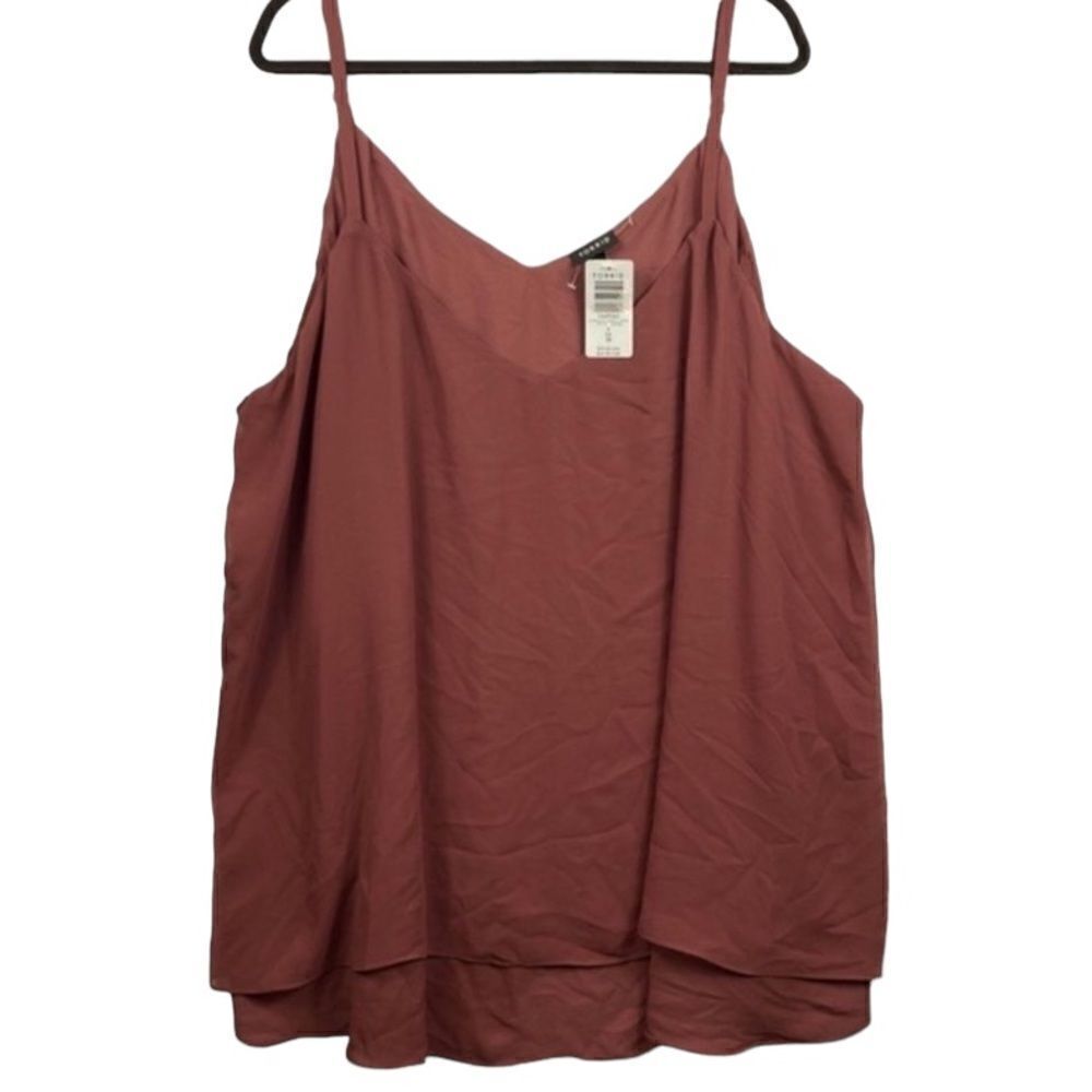 Torrid Wm’s Sz 5X Brown Sophie Chiffon Double Layer Flowy Loose Fit Swing Cami